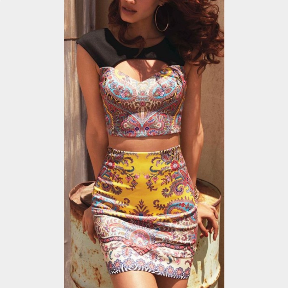 Cropped Shirt and High Waisted Skirt